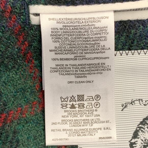 BLACK FLEECE Size 42 Regular Green Blue Red Plaid Wool Notch Lapel Sport Coat - Picture 9 of 9